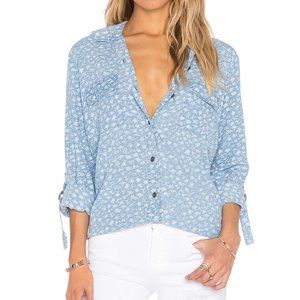 Splendid Indigo Floral Button Down Shirt Size Small